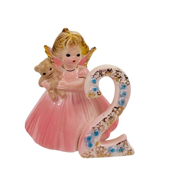 Vintage Josef Original 2 Yr Old Birthday Cake Topper Second Year Figurine Angel - Picture 1 of 12
